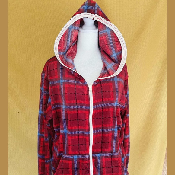 Matching Couples Plaid Pajama Onesie SET - PJs Hoodie Christmas Gift! M and L - Picture 4 of 5